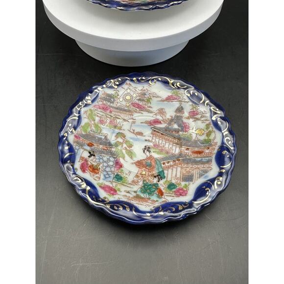 Vintage Kutani Eggshell Porcelain Chocolate Cup w/ Two Saucers Signed - Picture 3 of 8